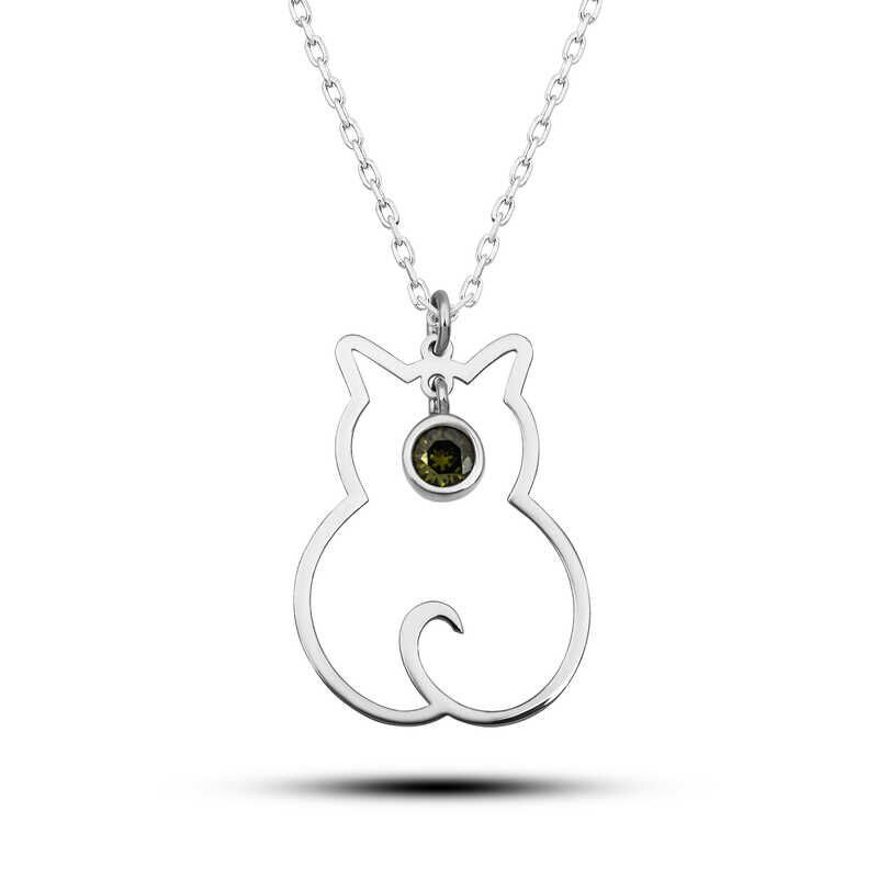 Collar de Catwoman con piedra de nacimiento de agosto en plata