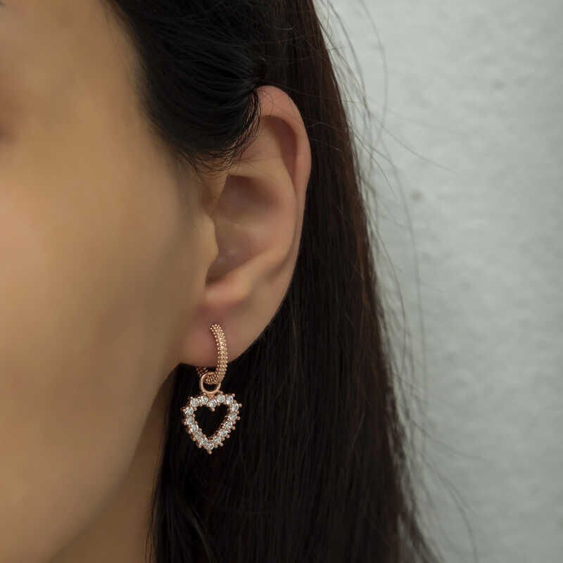 Silver Hoop Heart Women's Earrings