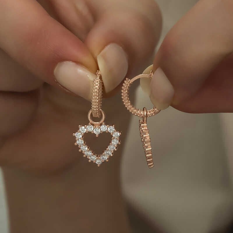 Silver Hoop Heart Women's Earrings