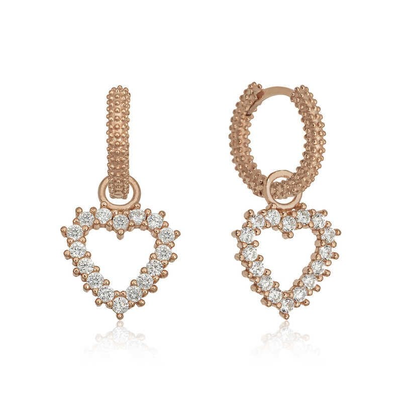 Silver Hoop Heart Women's Earrings