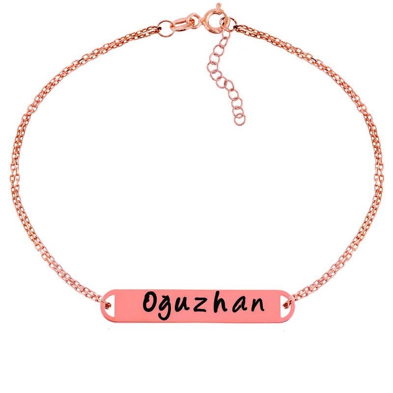 Silver Rose Personalized Name Bracelet for Women