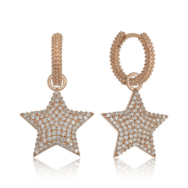 Pendiente de aro de plata con estrella para mujer