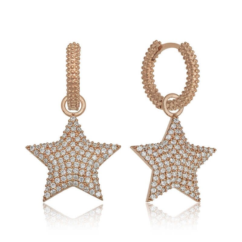 Pendiente de aro de plata con estrella para mujer