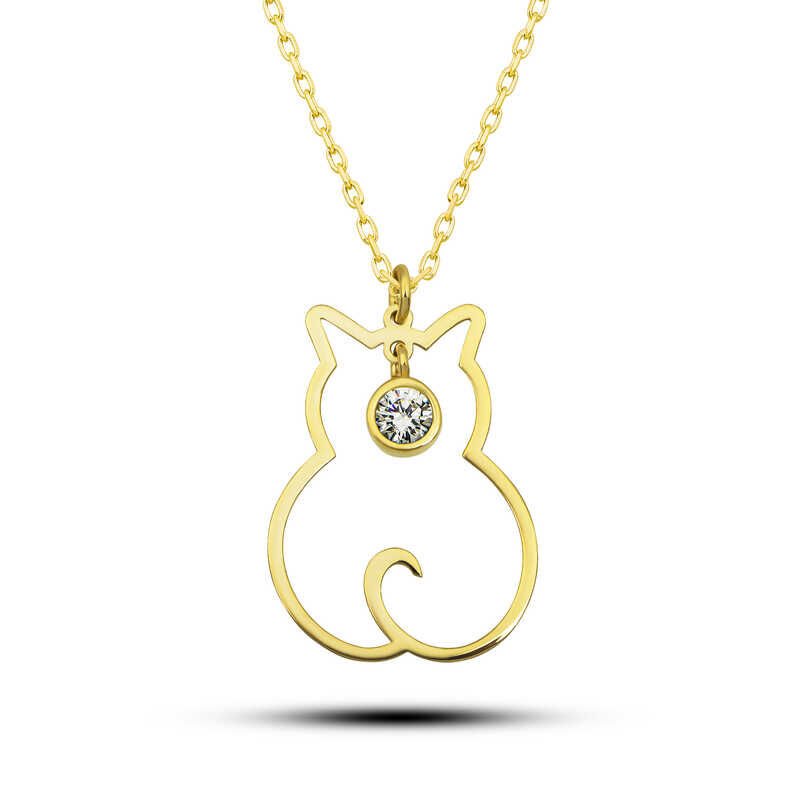 Silver April Birthstone Catwoman Necklace