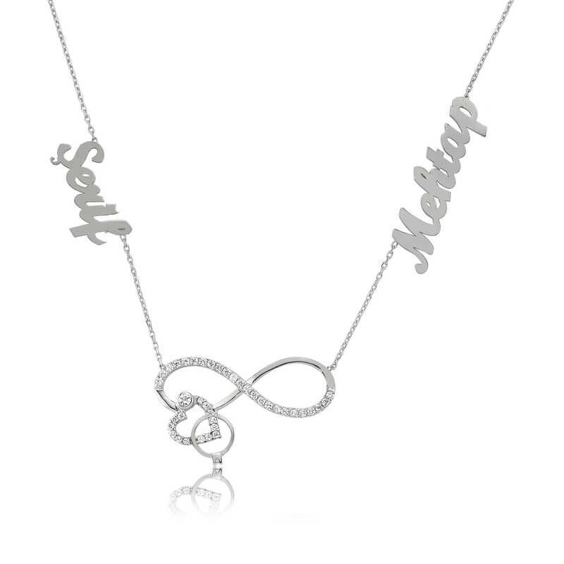 Collar de plata con corazón infinito y nombre para mujer