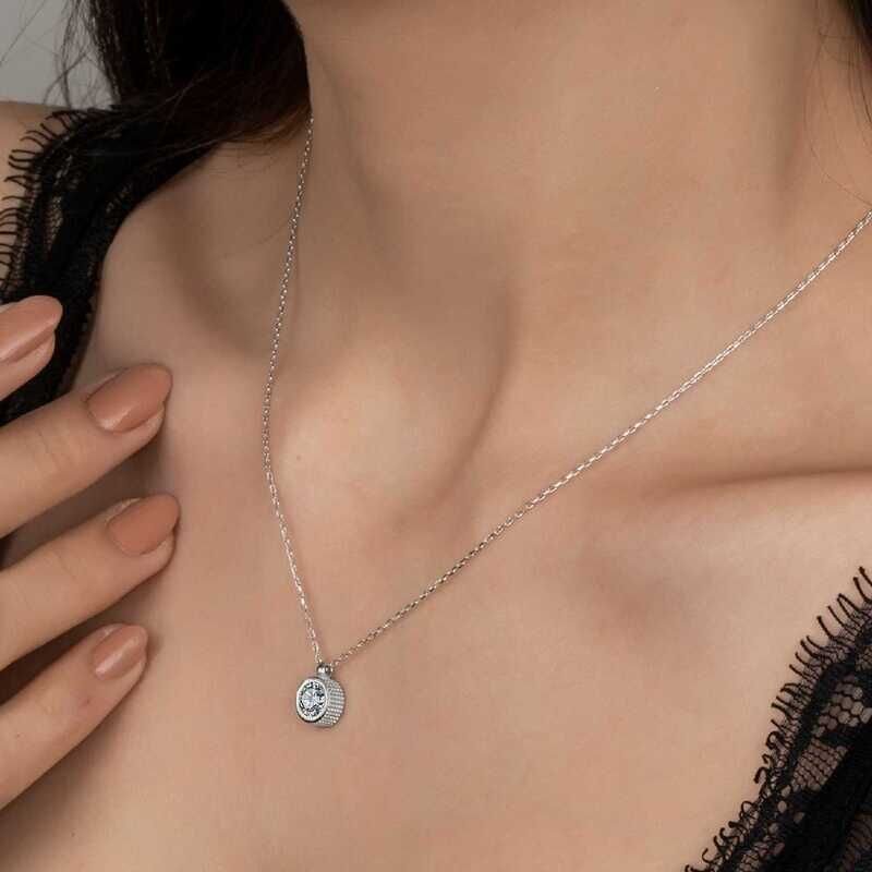 Swarovski Stone Silver Solitaire Women's Necklace