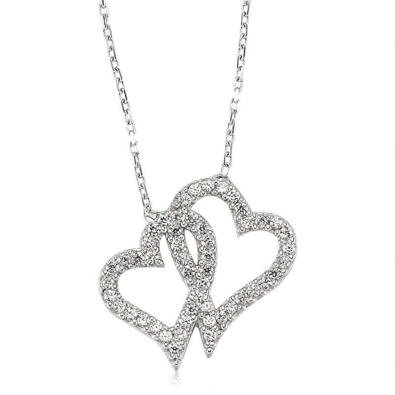 Silver Two Hearts Women's Necklace