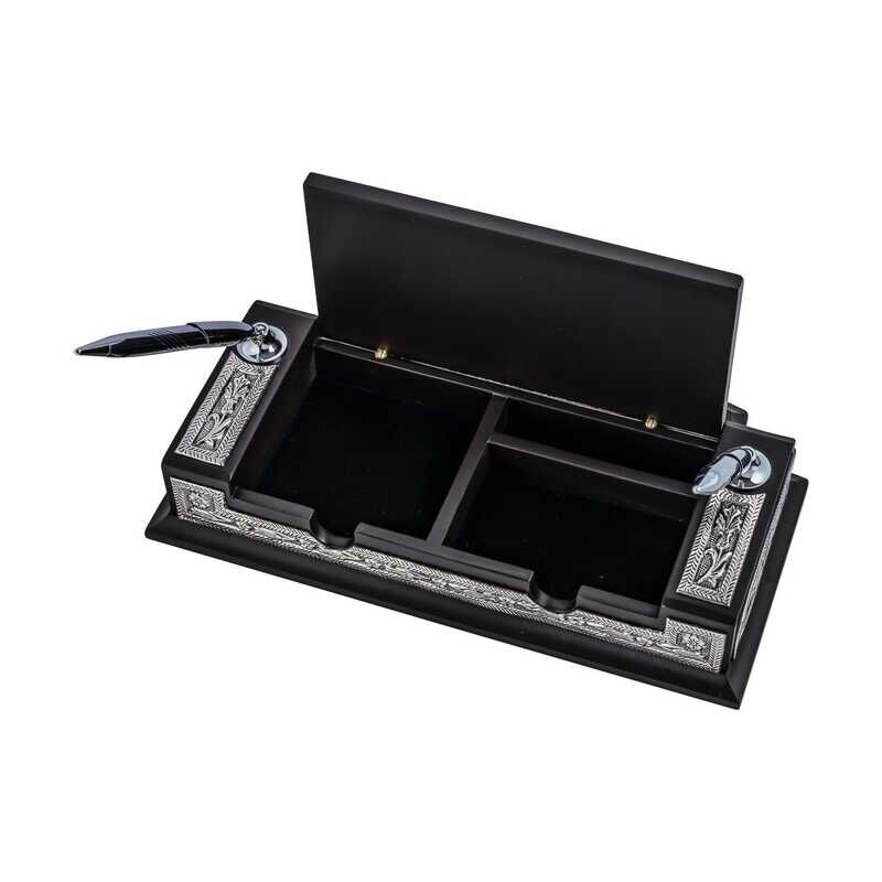 Silver Flower Patterned Basmala Desktop Pen Holder