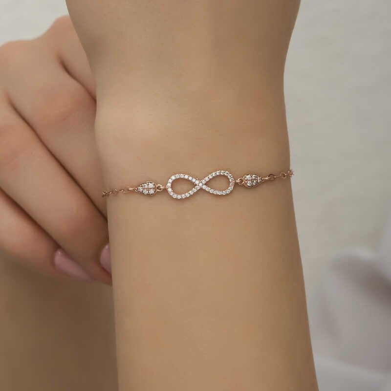 Silver Rose Infinity Women's Bracelet