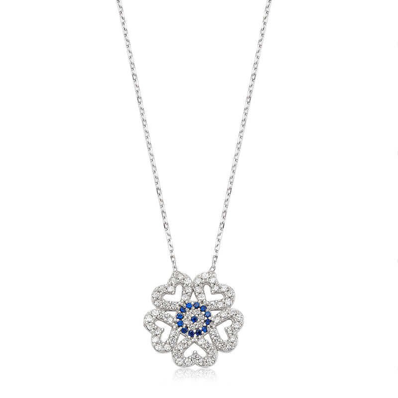 Silver Evil Eye Heart Women's Necklace