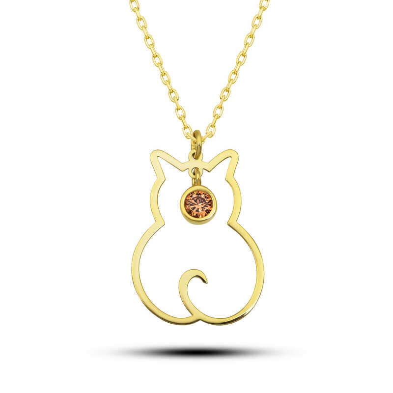Collar de Catwoman con piedra natal de noviembre en plata