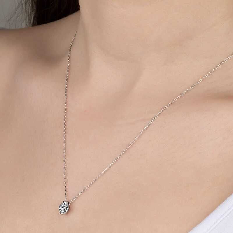 Swarovski Stone Silver Solitaire Women's Necklace