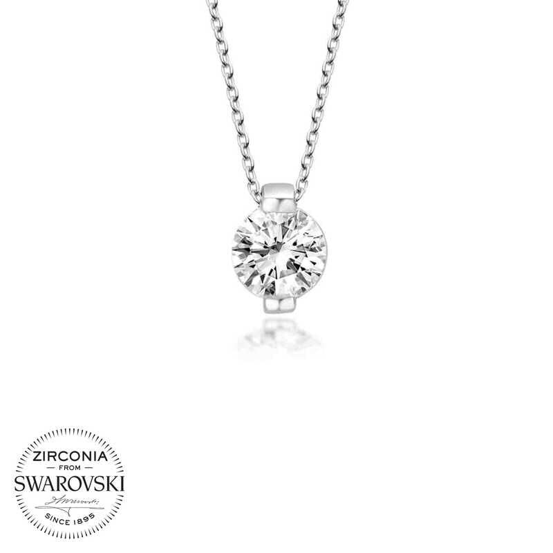 Swarovski Stone Silver Solitaire Women's Necklace