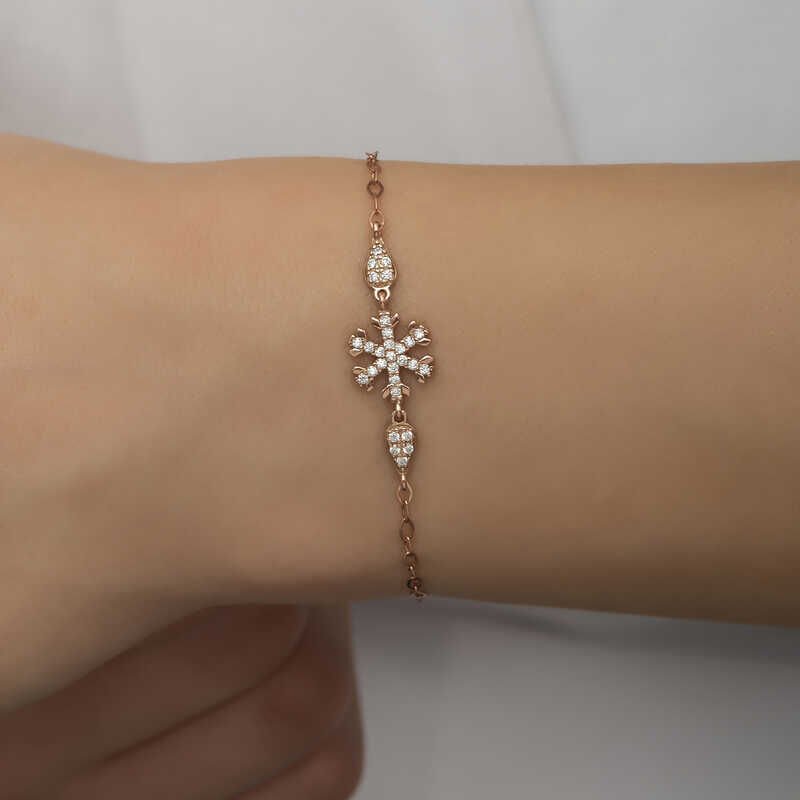 Silver Rose Snowflake Women's Bracelet