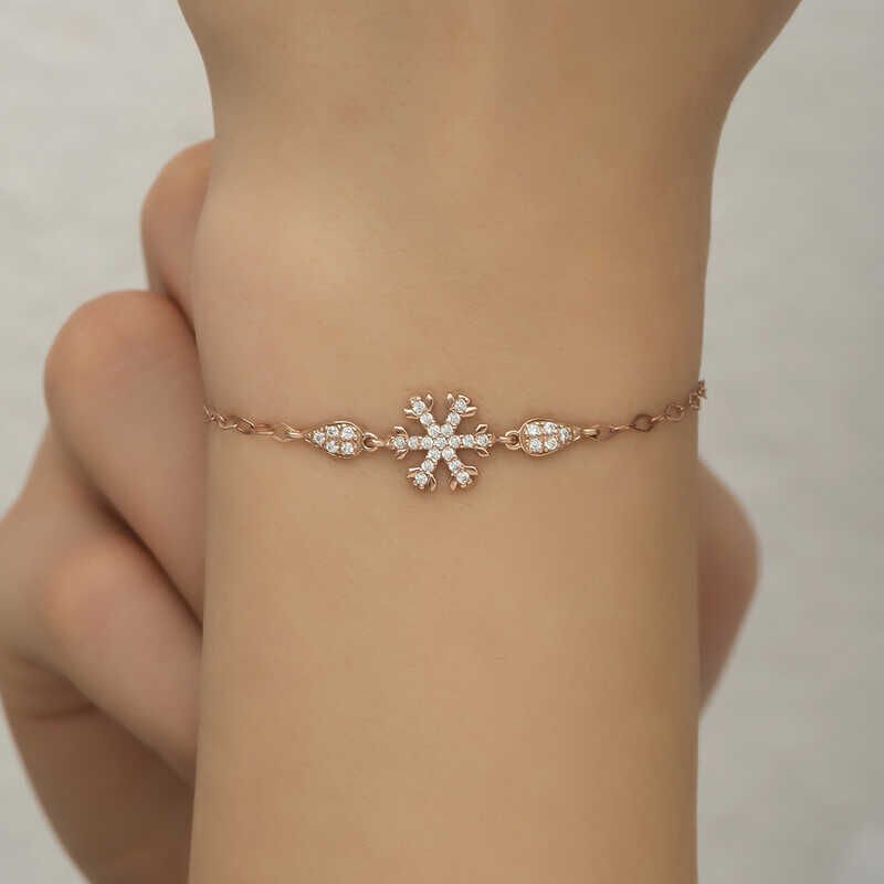 Silver Rose Snowflake Women's Bracelet