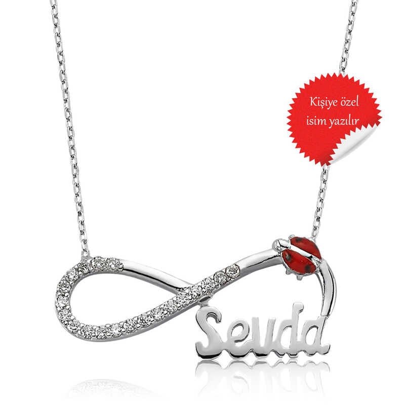 Silver Ladybug Named Infinity Necklace for Women