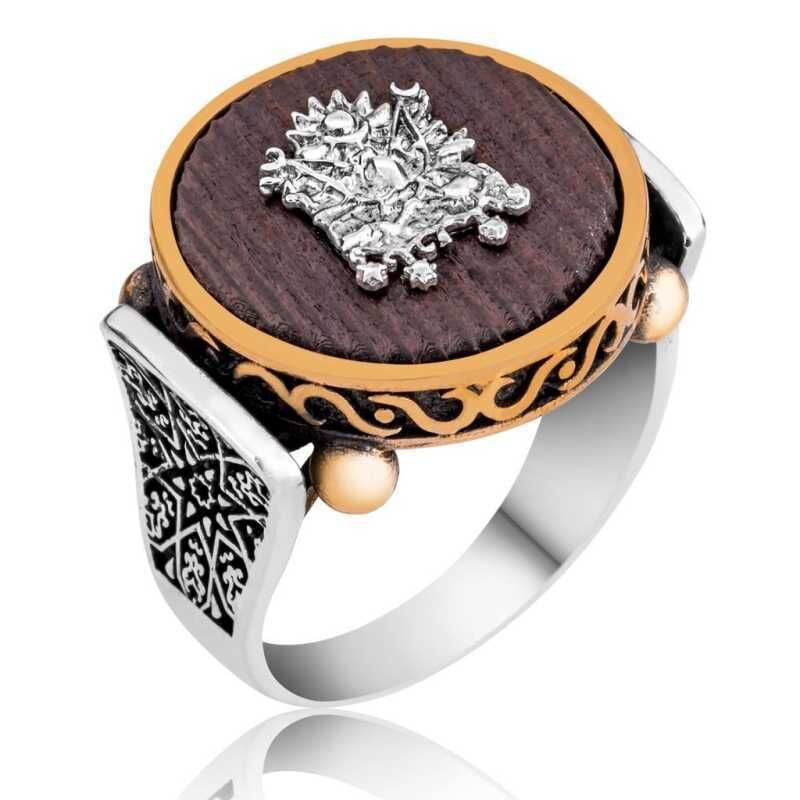 Silver Kuka Tree Ottoman Coat of Arms Men's Ring