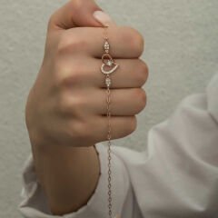Silver Rose Heart Solitaire Women's Bracelet
