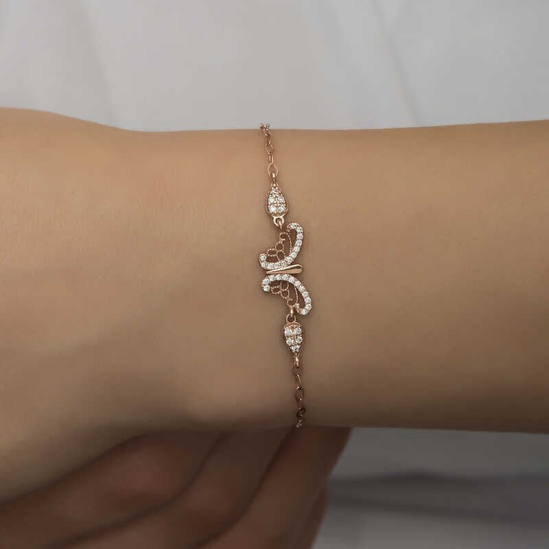 Silver Rose Butterfly Women's Bracelet