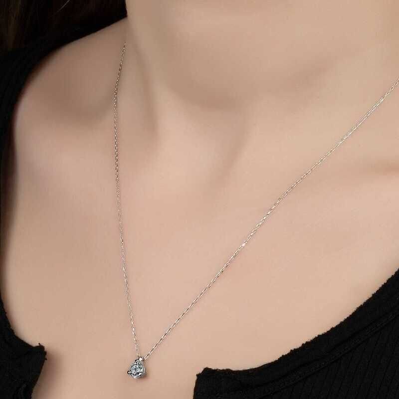 Swarovski Stone Silver Solitaire Women's Necklace