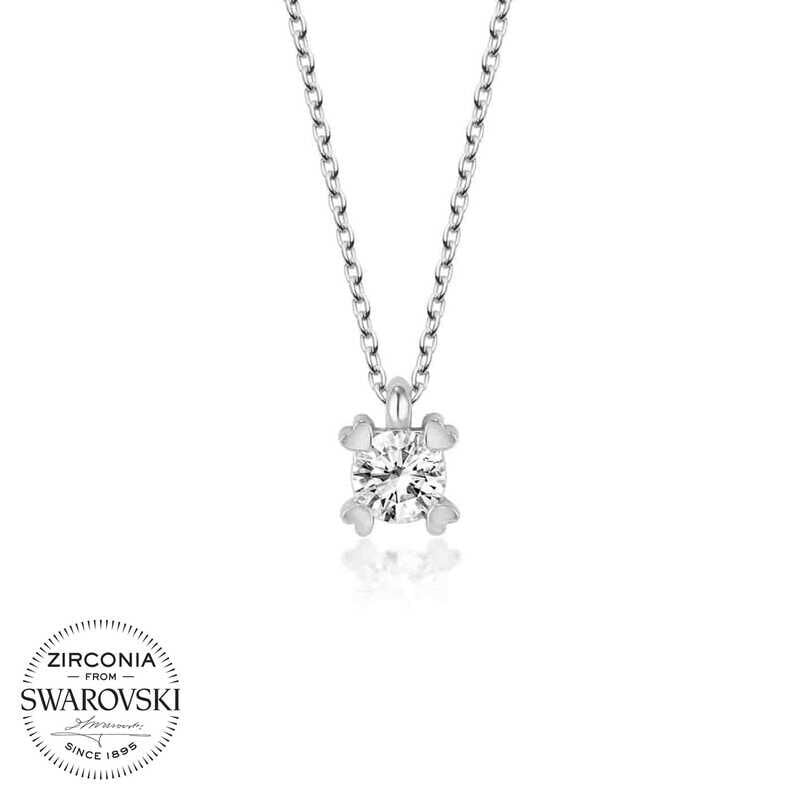 Swarovski Stone Silver Solitaire Women's Necklace