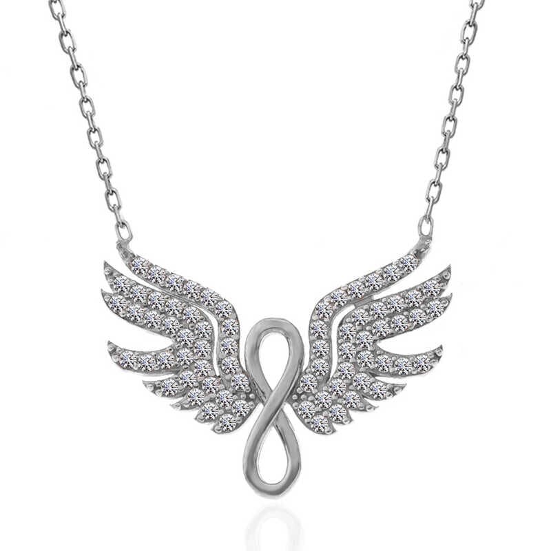 Silver Angel Wing Infinity Women's Necklace