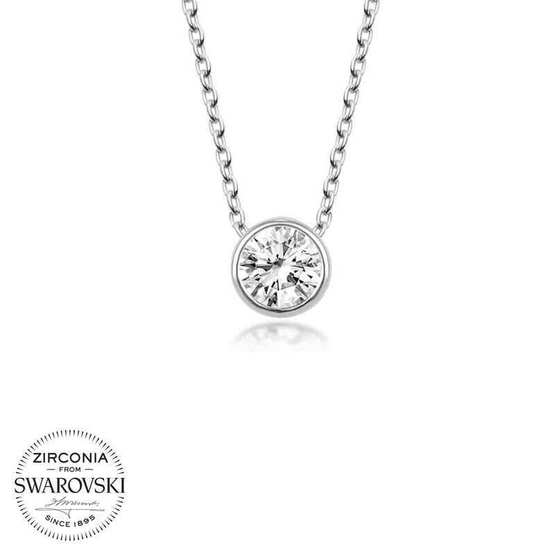 Swarovski Stone Silver Solitaire Women's Necklace