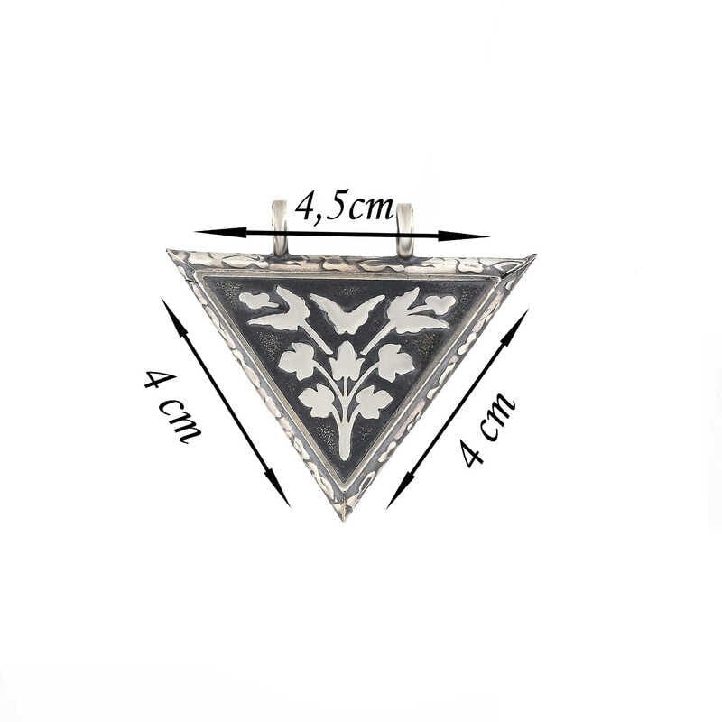 Silver Triangle Openable Flower Amulet Necklace
