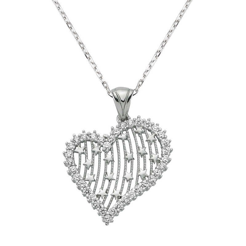 Collar de corazón de plata para mujer