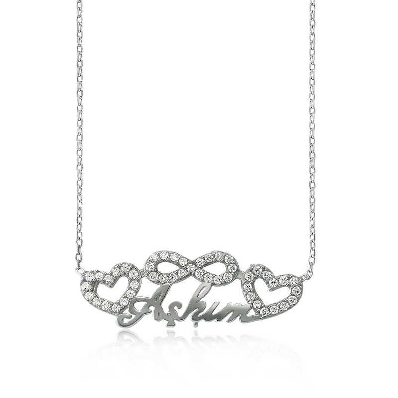 Collar de plata con corazón infinito y amor para mujer