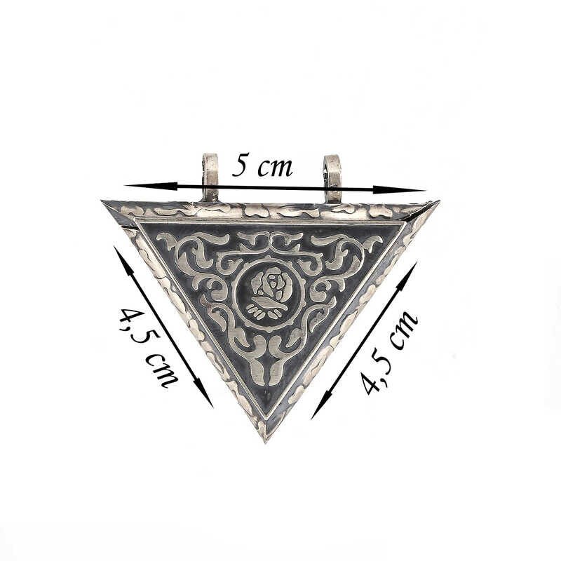 Silver Triangle Openable Rose Amulet Necklace