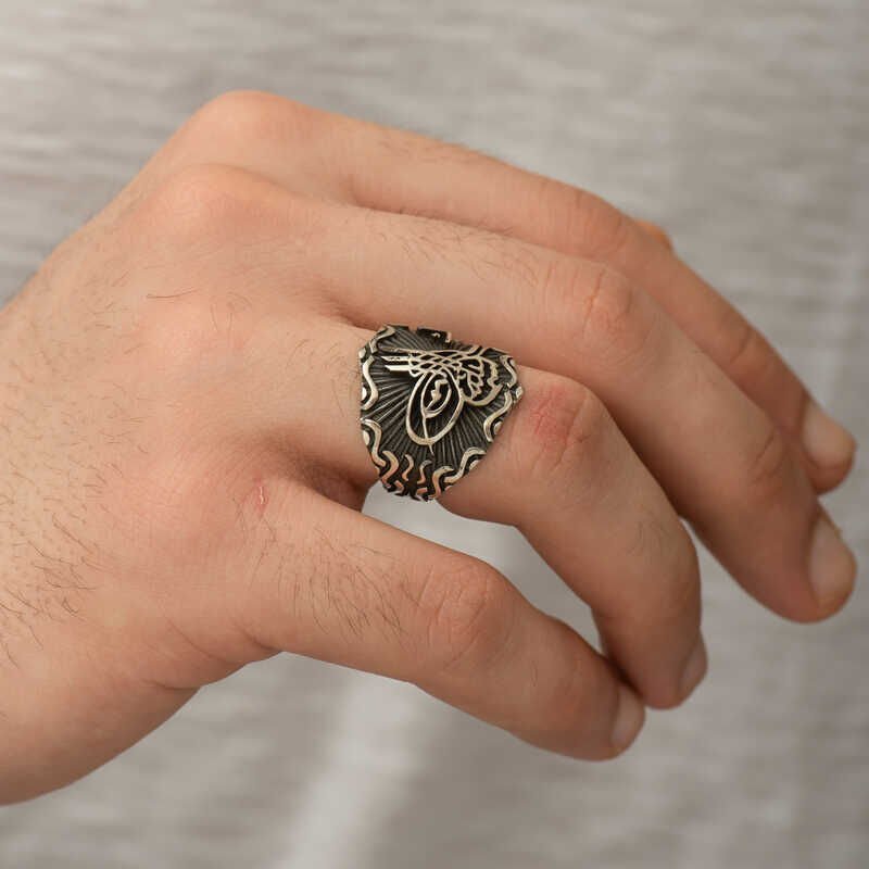 Silver Ottoman Tughra Men's Ring