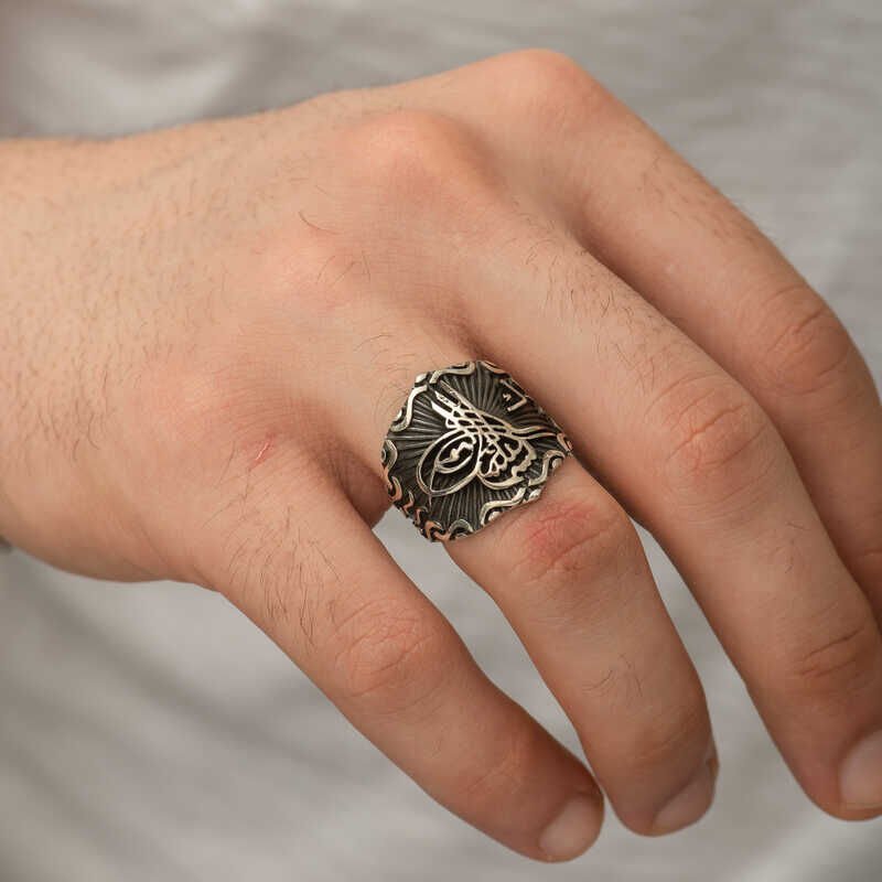 Silver Ottoman Tughra Men's Ring