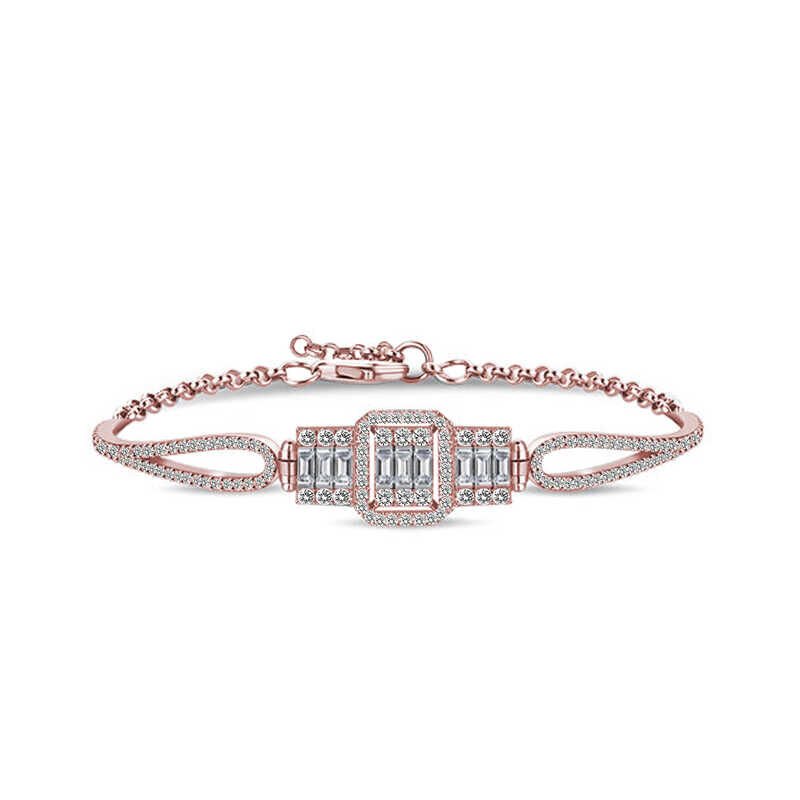 Silver Rose Baguette Women's Bracelet