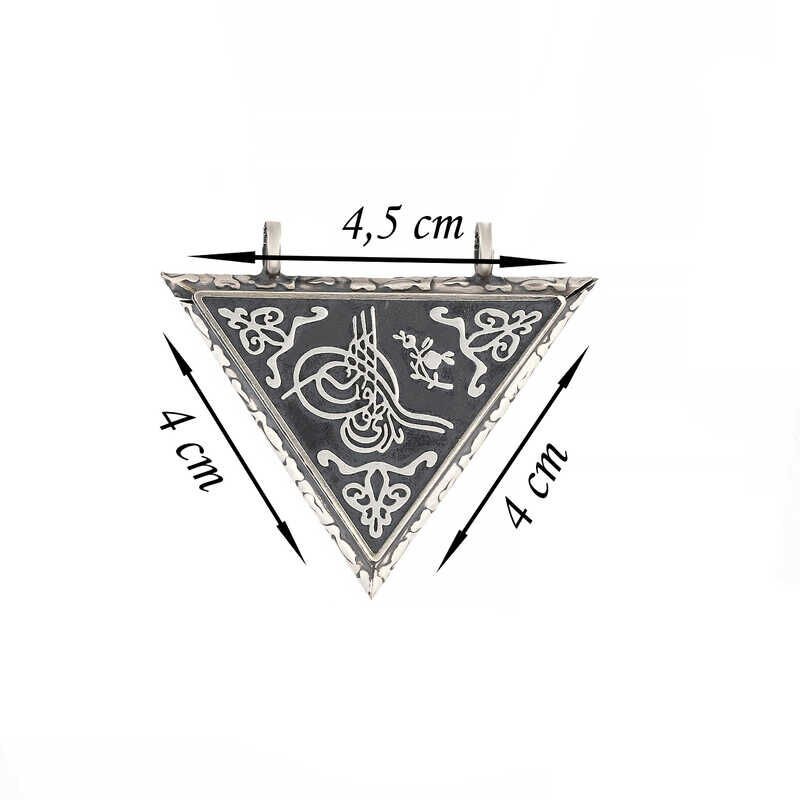Silver Triangle Openable Tughra Amulet Necklace