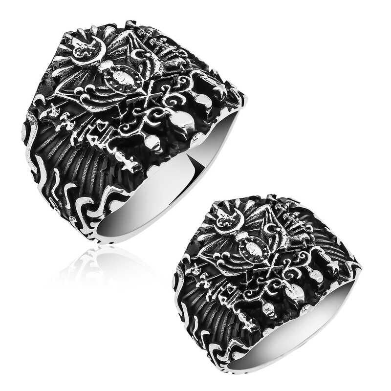 Silver Ottoman State Coat of Arms Men's Ring