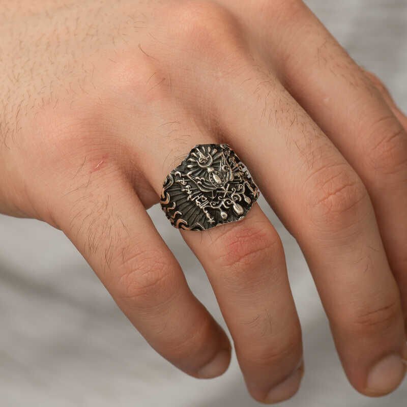 Silver Ottoman State Coat of Arms Men's Ring