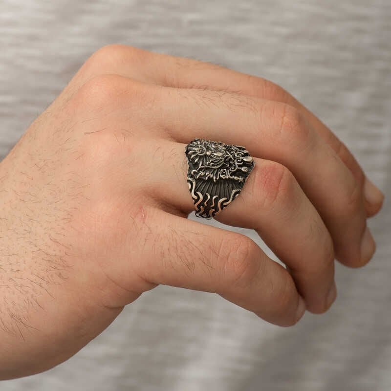Silver Ottoman State Coat of Arms Men's Ring
