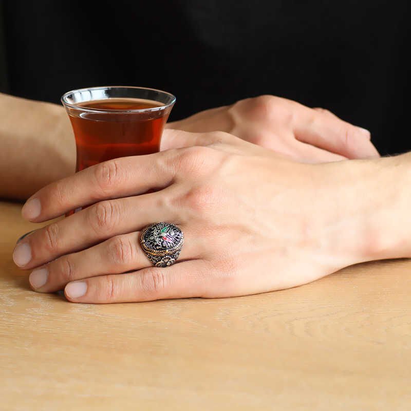 Silver Ottoman State Coat of Arms Men's Ring
