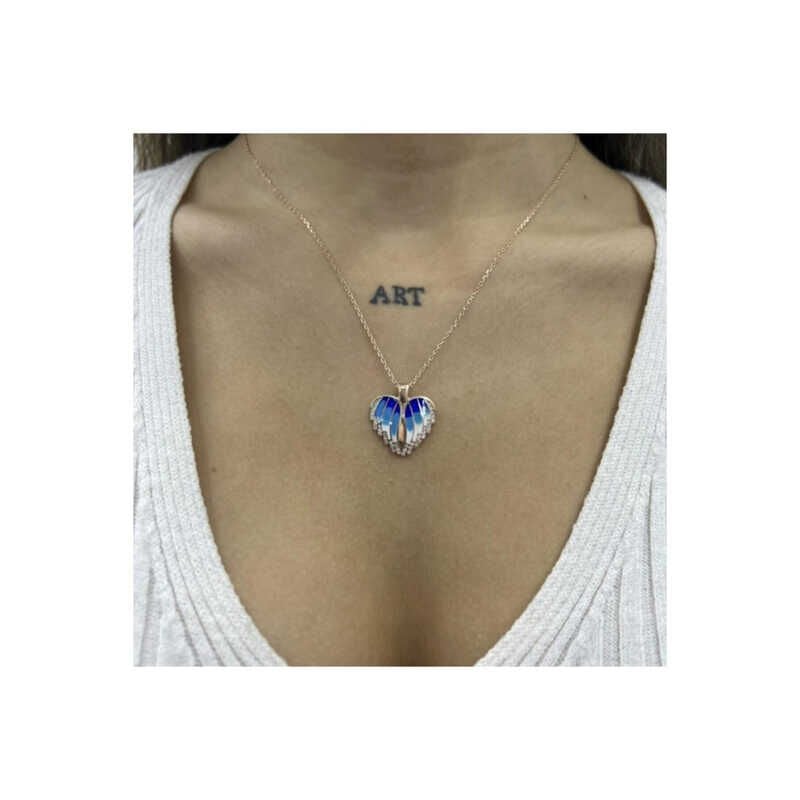 Collar con nombre y corazón de rosa de plata para mujer