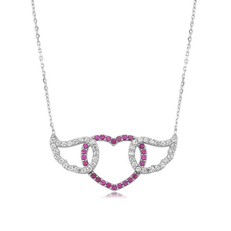 Silver Winged Heart Women's Necklace