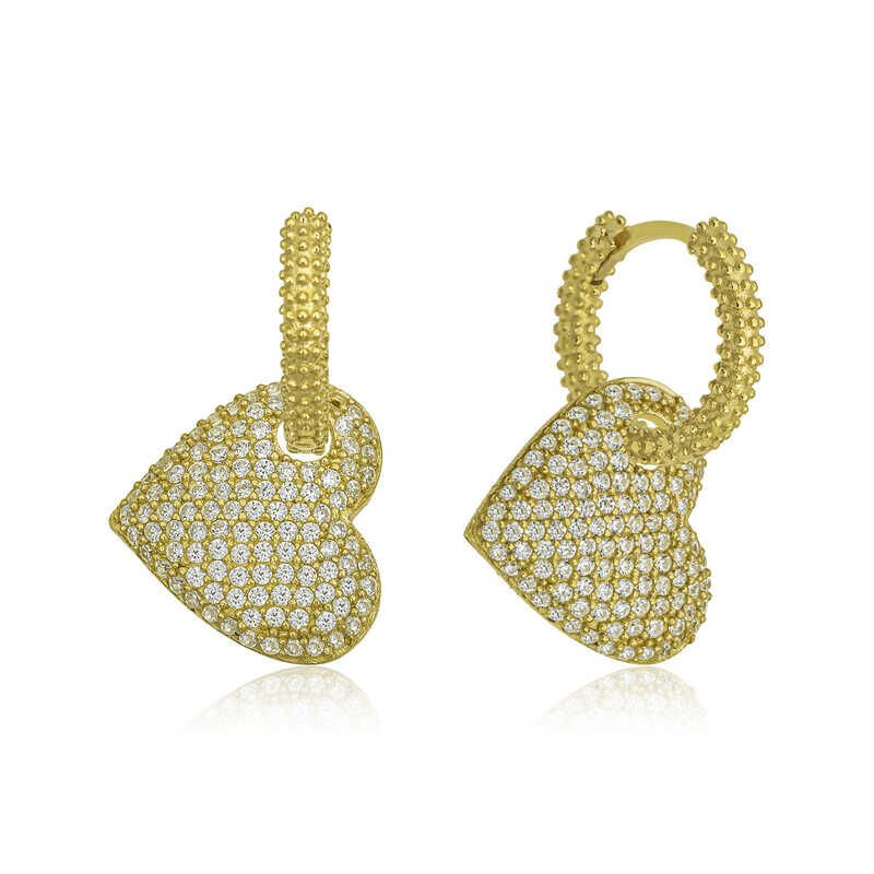 Silver Gold Hoop Heart Women's Earrings