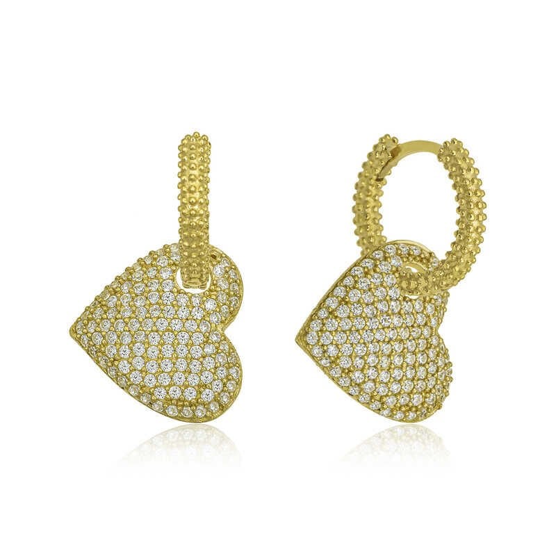 Silver Gold Hoop Heart Women's Earrings
