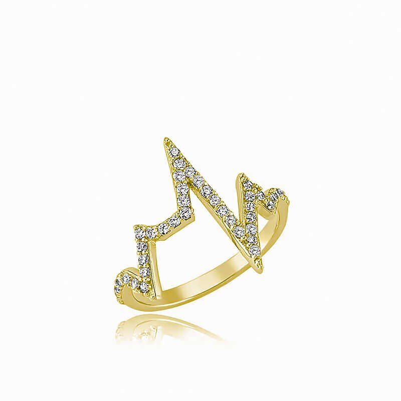 Silver Gold Heart Rhythm Women's Ring