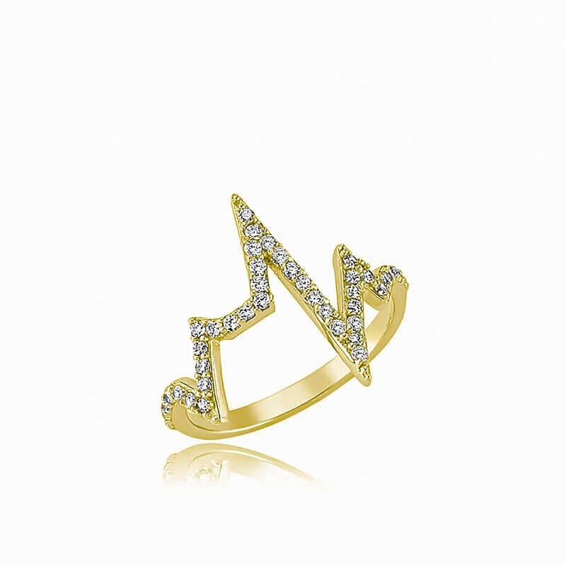 Silver Gold Heart Rhythm Women's Ring