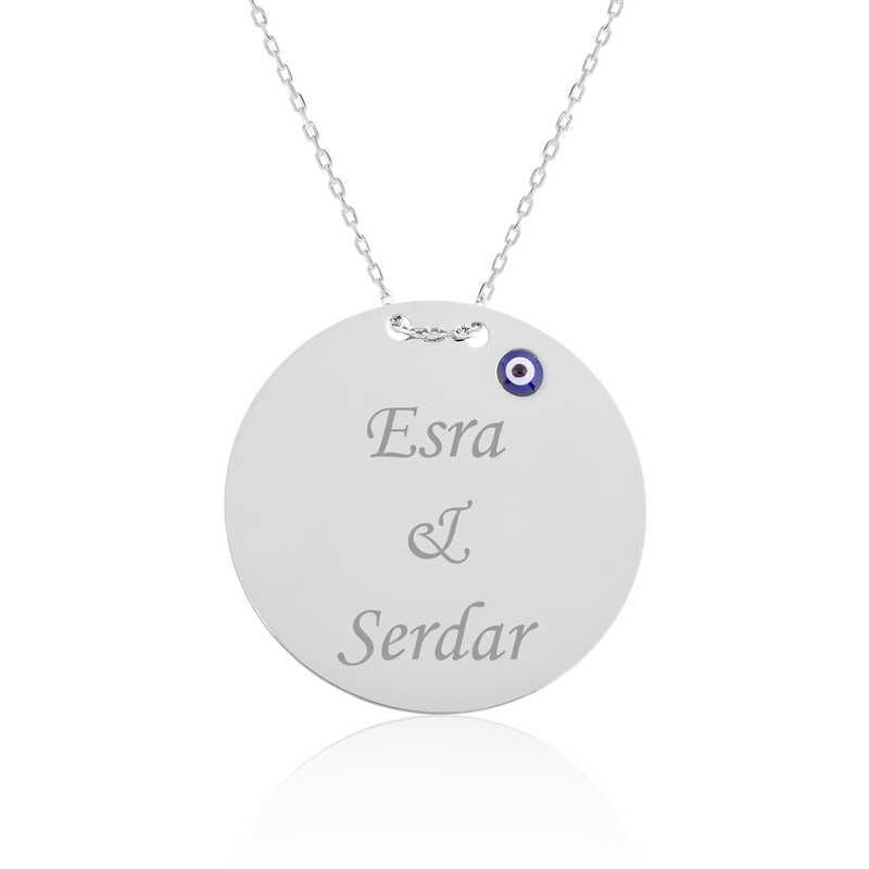 Silver Round Plate Name Necklace