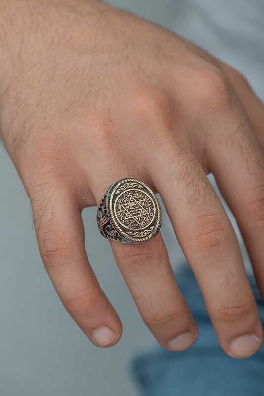 Silver Solomon Seal Men's Ring