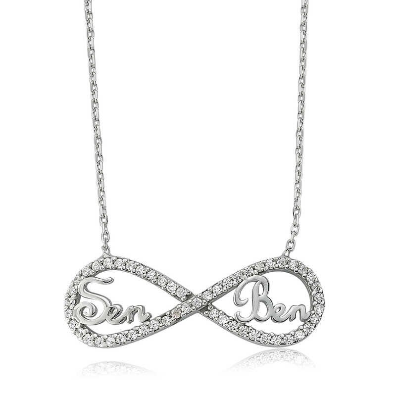 Silver You Me Written Infinity Women's Necklace