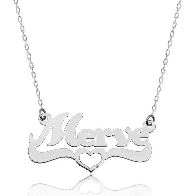 Collar de plata con nombre de corazón personalizado