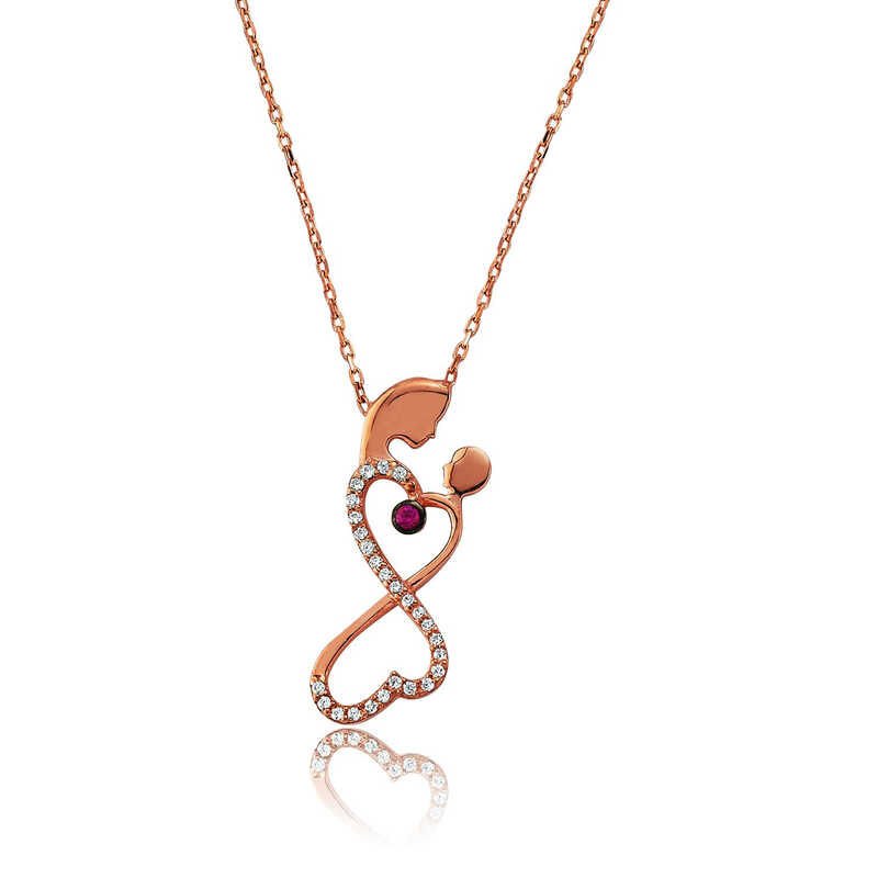 Silver Infinity Mother Child Necklace
